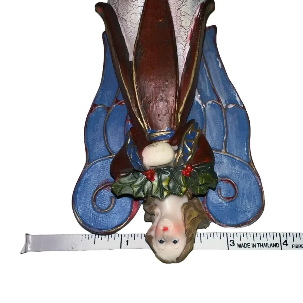 Angel Christmas Figurine Blue Wings Holiday Religious Home Decor Farmhouse Style